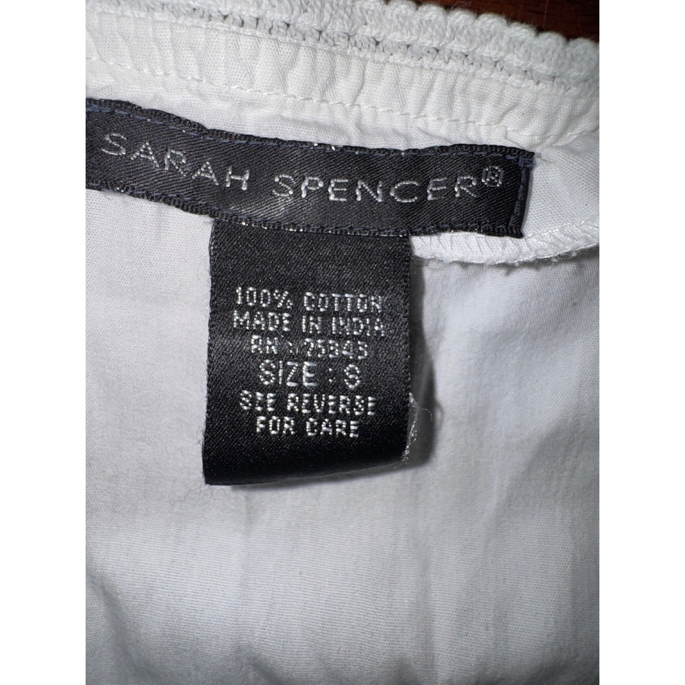 Sarah Spencer Womens White 100% Cotton Pajama Set Eyelet Lace Sleeveless Small - Picture 2 of 6